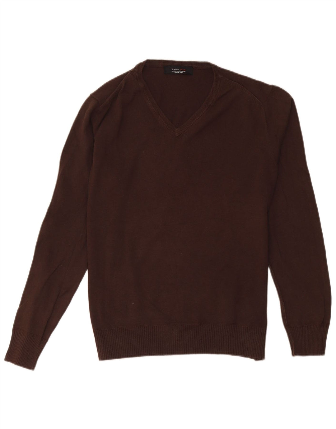 Pulover pentru bărbați Zara, cu decolteu în V, XL, maro