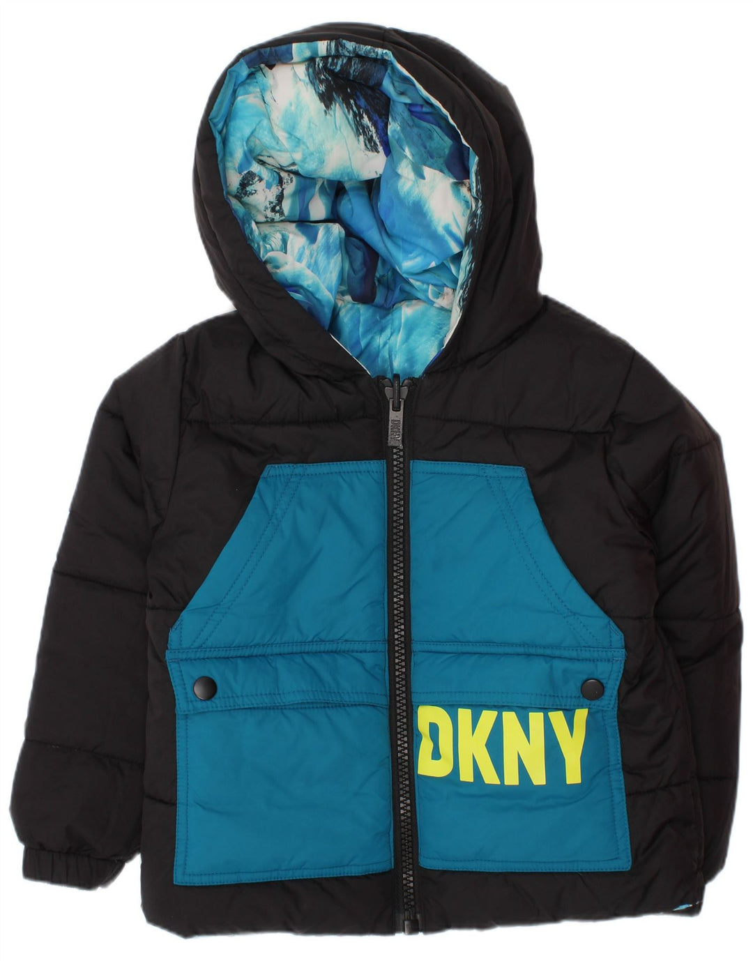 Dkny Boys Jachetă căptușită reversibilă cu glugă 3-4 ani Blue Tie Dye Poliester