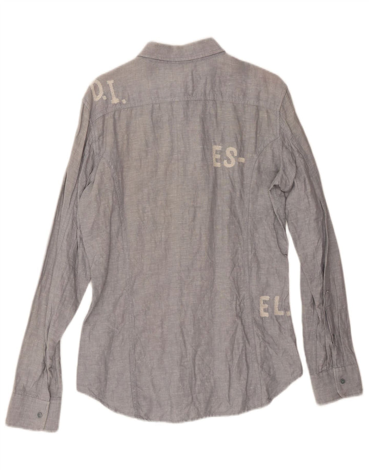 DIESEL Mens Shirt Medium Grey Linen Vintage Diesel and Second-Hand Diesel from Messina Hembry 