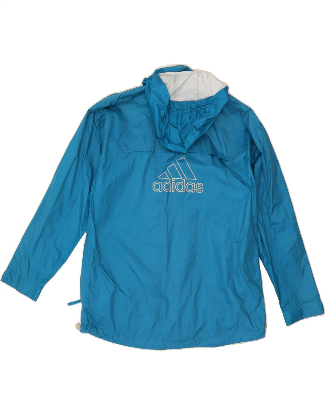 ADIDAS Mens Hooded Rain Jacket UK 34/36 Small Blue Nylon Vintage Adidas and Second-Hand Adidas from Messina Hembry 
