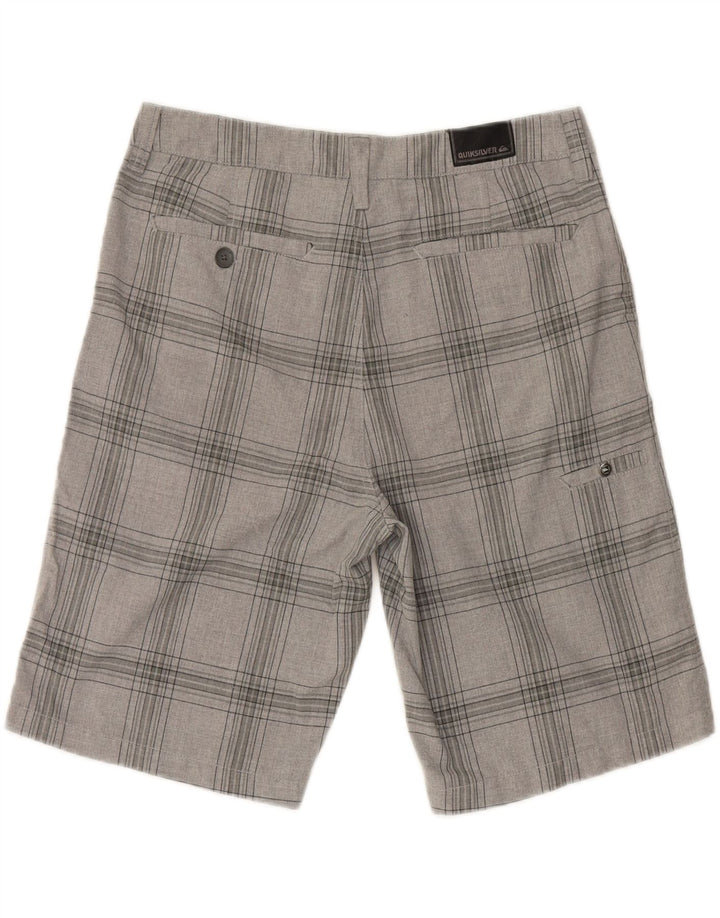 QUIKSILVER Mens Chino Shorts W33 Medium  Grey Check Polyester Vintage Quiksilver and Second-Hand Quiksilver from Messina Hembry 