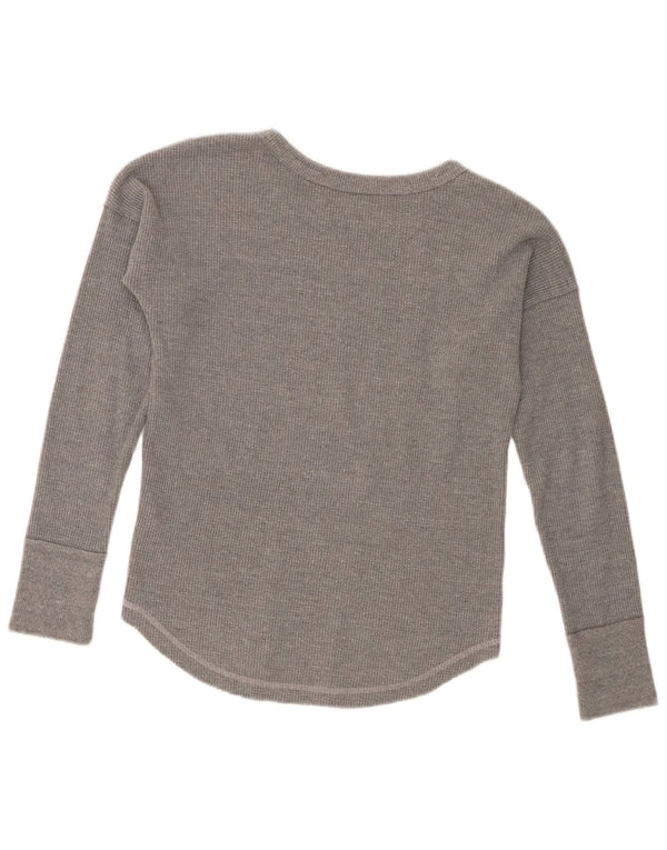 Top cu grafic supradimensionat pentru femei Abercrombie & Fitch cu mânecă lungă UK 6 XS gri