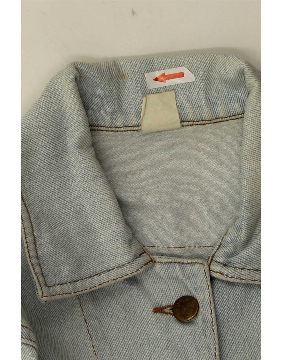 Jachetă vintage de denim cu grafică pentru femei UK 10 mic, albastru, bumbac