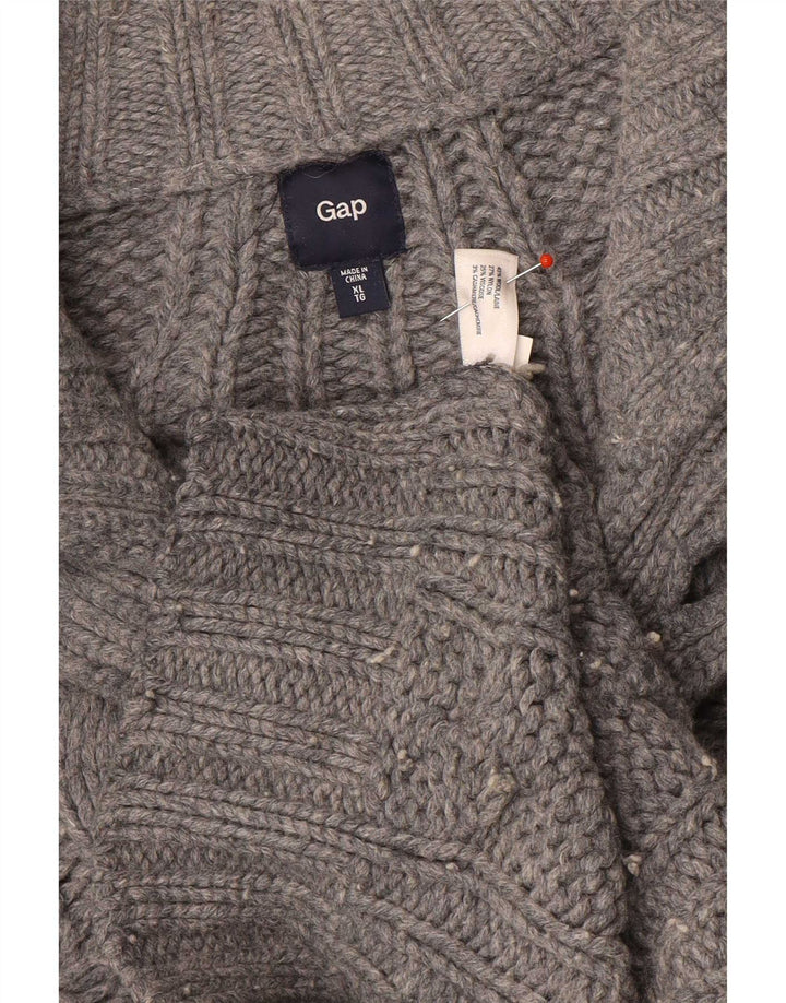 Pulover pentru bărbați Gap cu gât cu nasturi XL Lână gri
