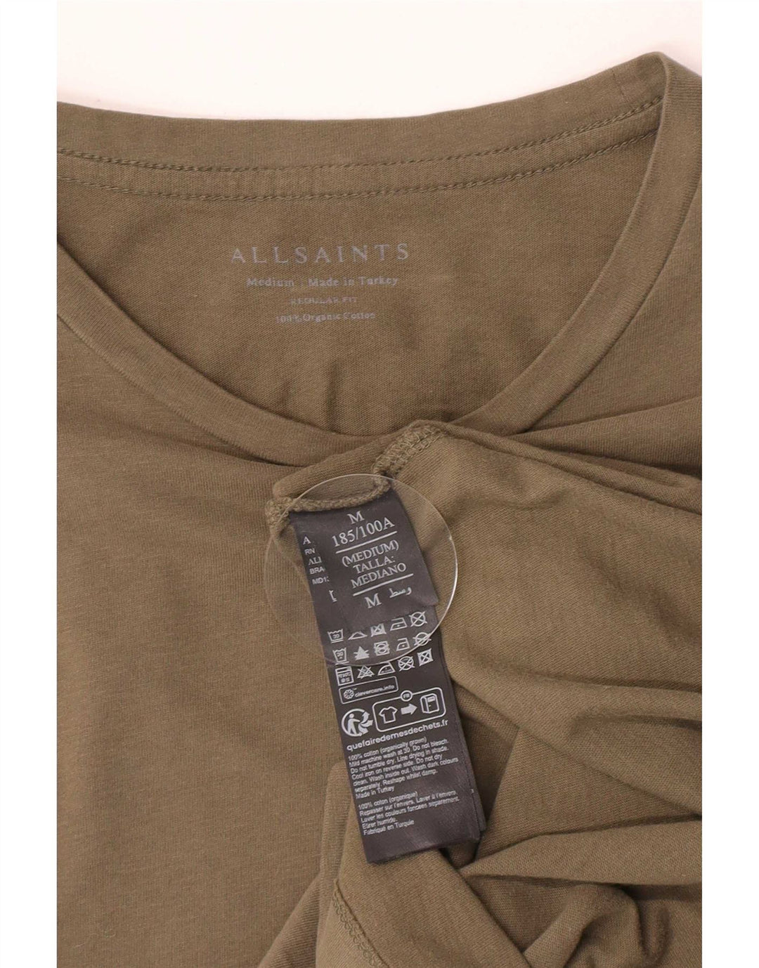 Tricou All Saints pentru bărbați, cu croiala normală, top din bumbac verde mediu