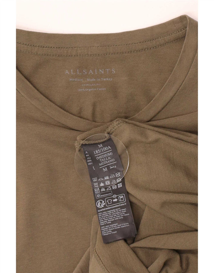 Tricou All Saints pentru bărbați, cu croiala normală, top din bumbac verde mediu