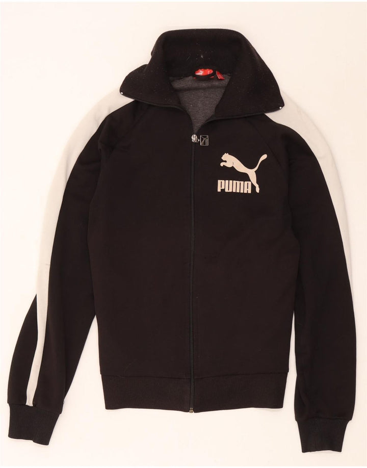 Jachetă de top pentru trening grafic Puma pentru bărbați, poliester color bloc negru mediu