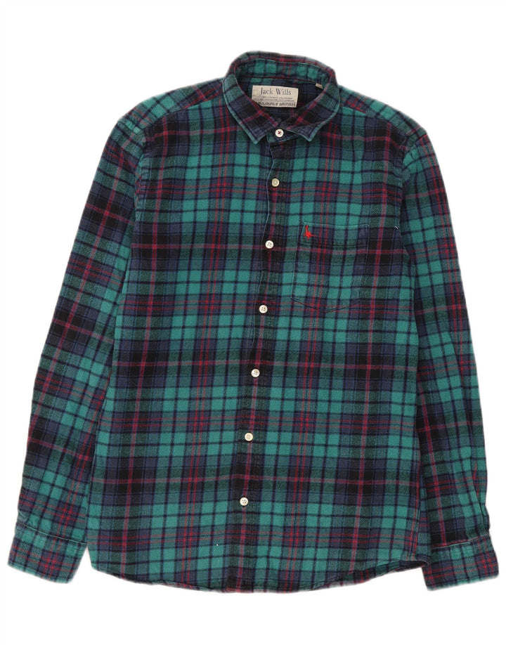Cămașă de flanel pentru bărbați Jack Wills, bumbac cu carouri verde mediu