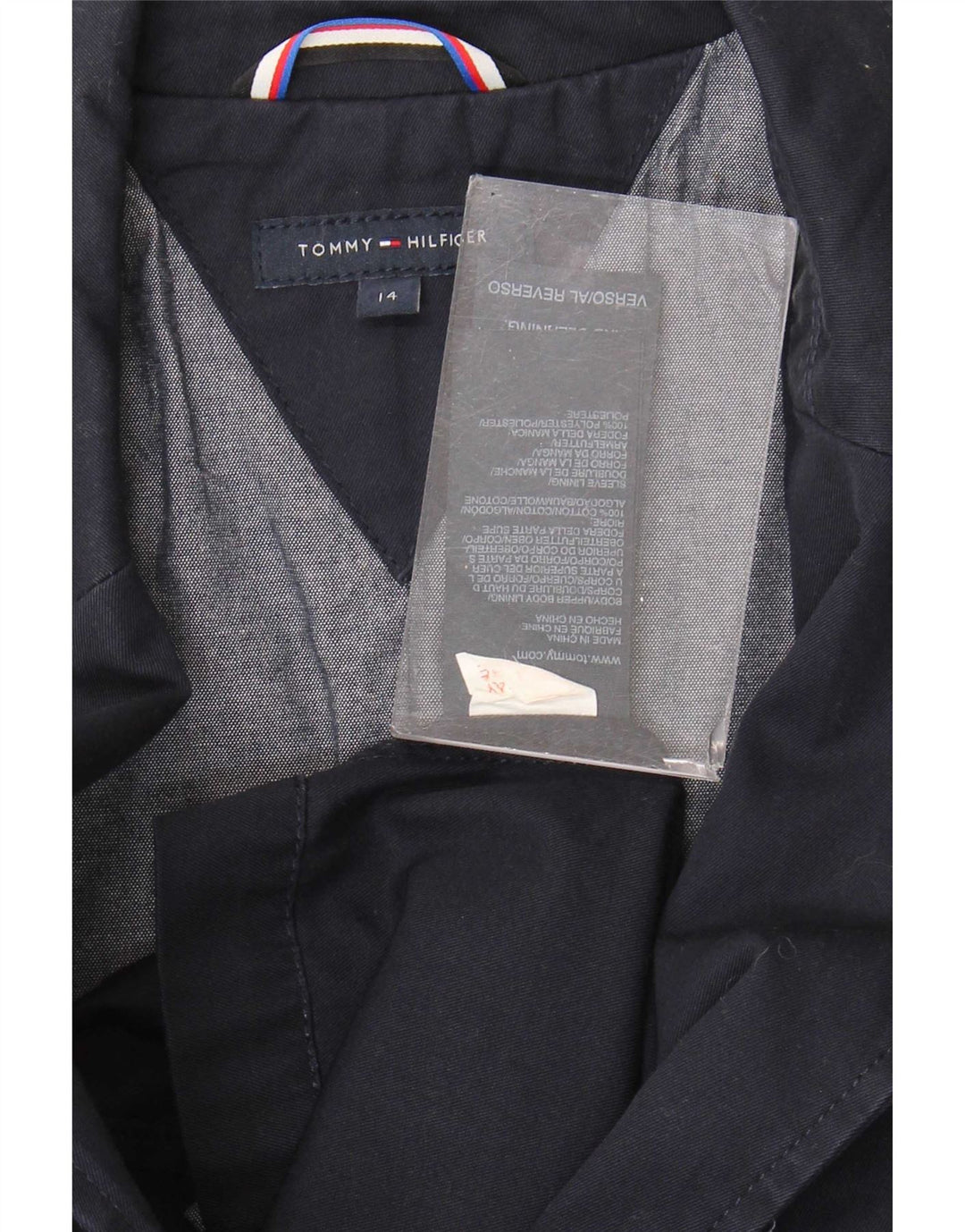 Sacou Tommy Hilfiger pentru băieți, cu 2 nasturi, 13-14 ani, bumbac bleumarin
