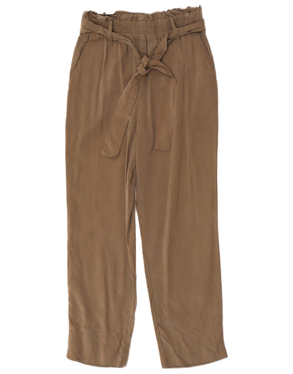 Pantaloni tăiați pentru femei Zara cu talie înaltă XS L24 L25 Kaki Viscoză
