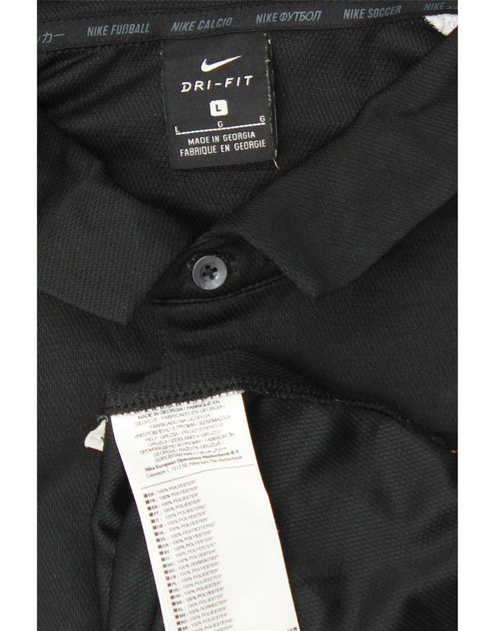 Tricou polo cu grafic Nike Dri Fit pentru bărbați, mare, negru, din poliester