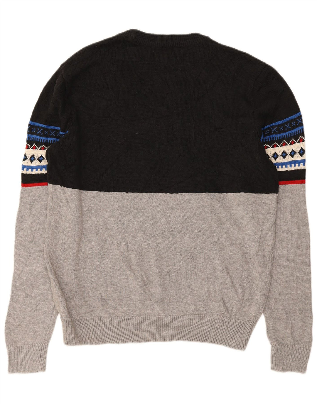 Pulover Chaps pentru bărbați cu decolteu rotund, mare, gri din bumbac Fair Isle