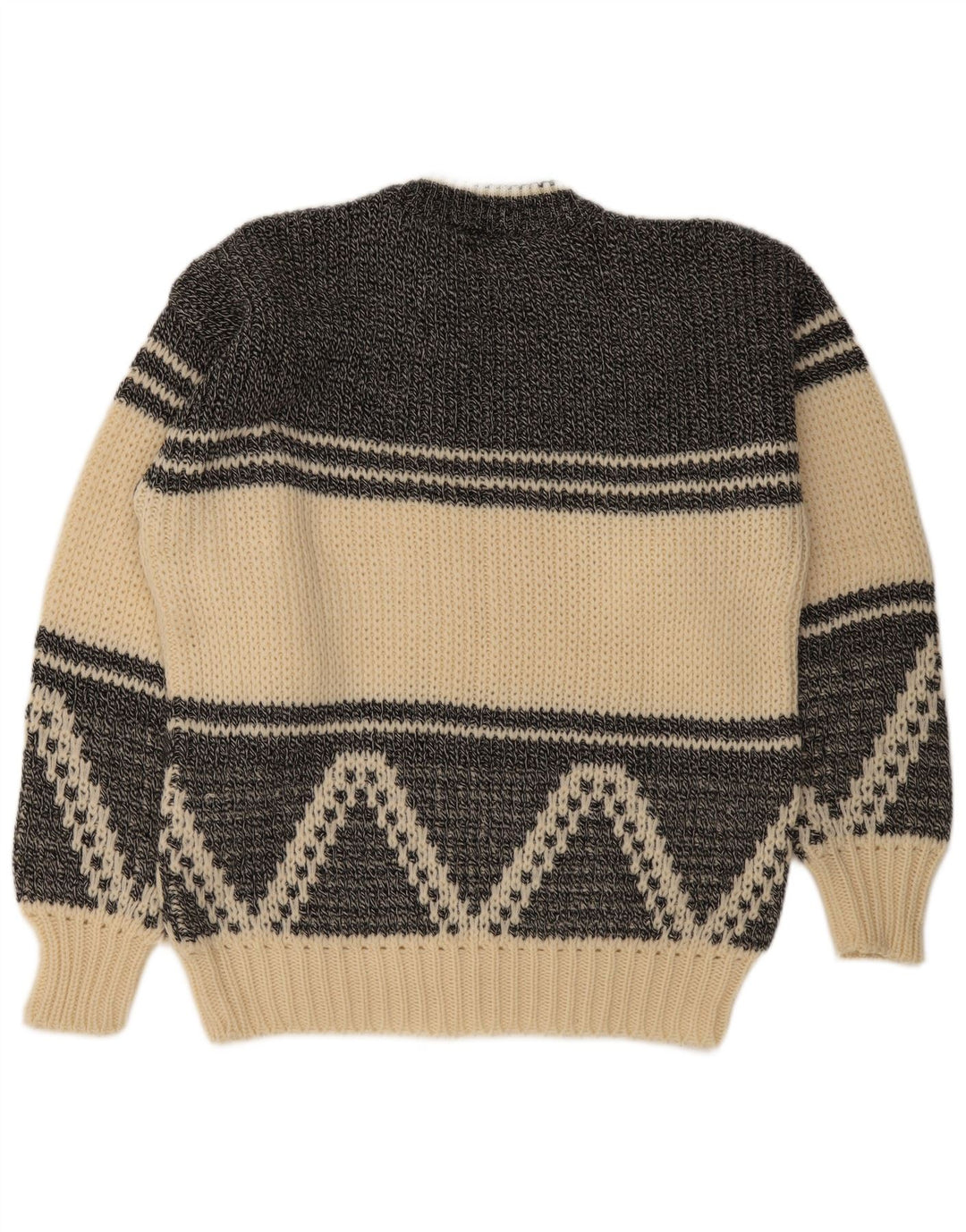 Pulover vintage pentru bărbați cu decolteu rotund EU 50, mediu, alb, geometric