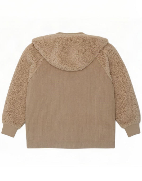Topshop Jachetă din velur fleece cu glugă pentru femei UK 12 Medium Beige Poliester