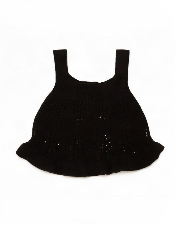 Top tricot pentru femei Zara UK 8, bumbac negru mic