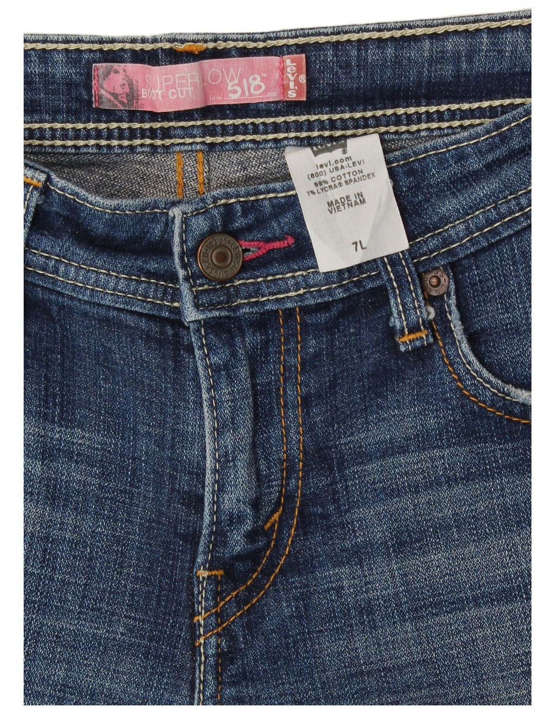 Pantaloni scurți din denim cu talie joasă Levi's 518 pentru femei, mărimea 7, mediu W30, bumbac albastru