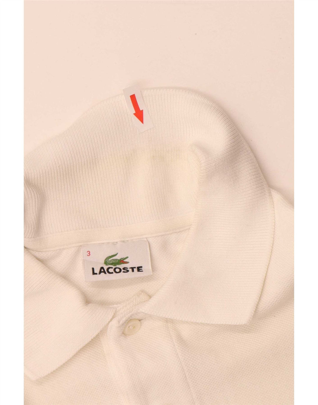 Tricou polo Lacoste pentru bărbați, mărimea 3, bumbac alb mic