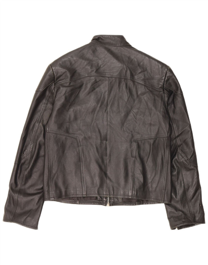 Jachetă de piele vintage pentru femei UK 14 Medium Black Leather