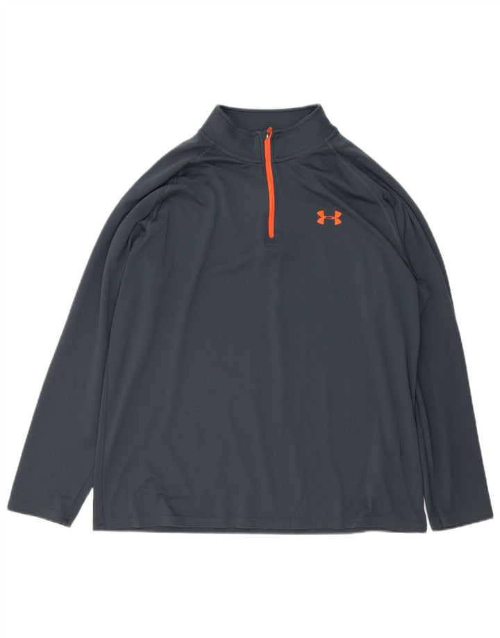 Pulover Under Armour pentru bărbați Heat Gear, cu fermoar, cu gât, mare, gri