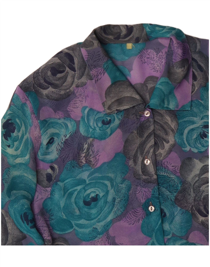 Bluză cămașă pentru femei VINTAGE UK 18 XL, multicoloră, florală