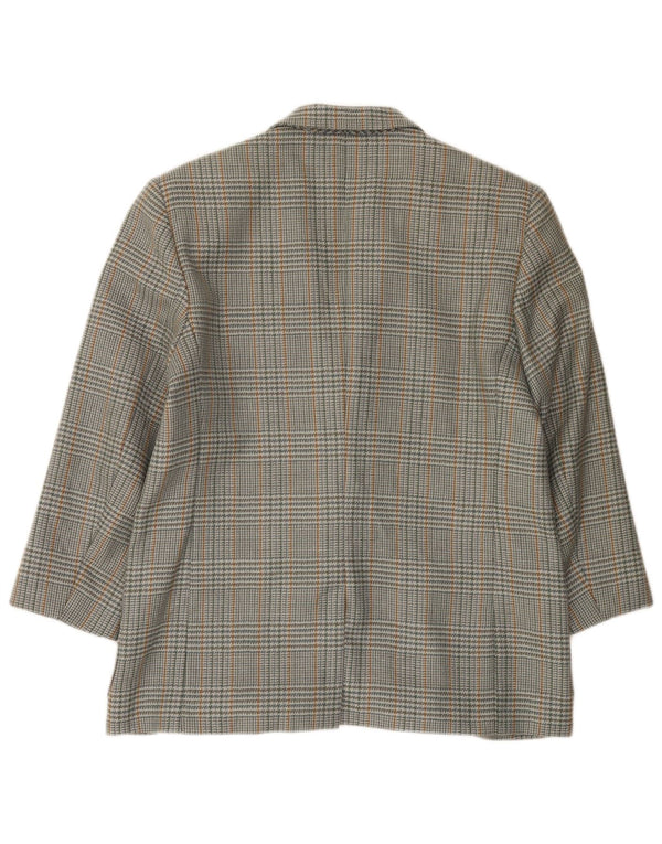 Jachetă vintage pentru femei cu 2 nasturi IT 46 Lână mare gri Houndstooth