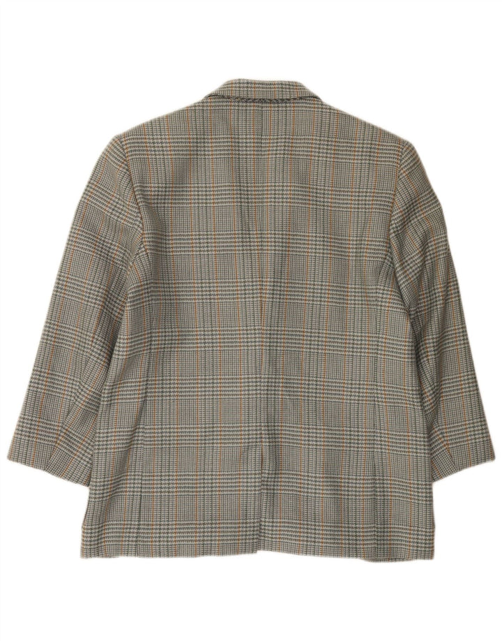 Jachetă vintage pentru femei cu 2 nasturi IT 46 Lână mare gri Houndstooth