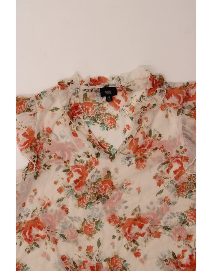 MOSSIMO Womens Blouse Top UK 18 XL Off White Floral Polyester Vintage Mossimo and Second-Hand Mossimo from Messina Hembry 