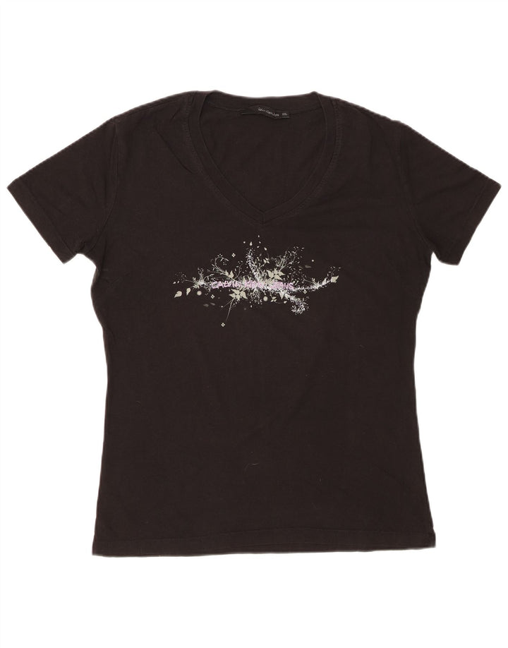 CALVIN KLEIN JEANS Tricou cu grafic pentru femei Top UK 20 2XL Negru