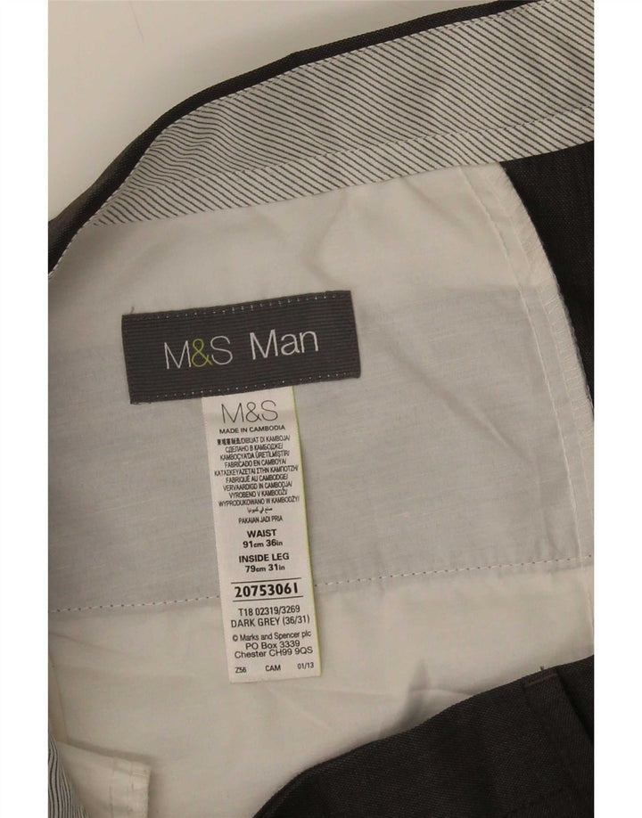 Pantaloni de costum pentru bărbați Marks & Spencer L36 L31 poliester gri