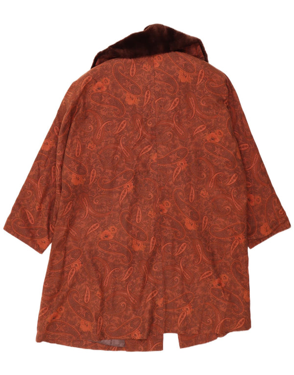 MICHAEL MORTELL Palton supradimensionat pentru femei UK 12 Medium Brown Paisley