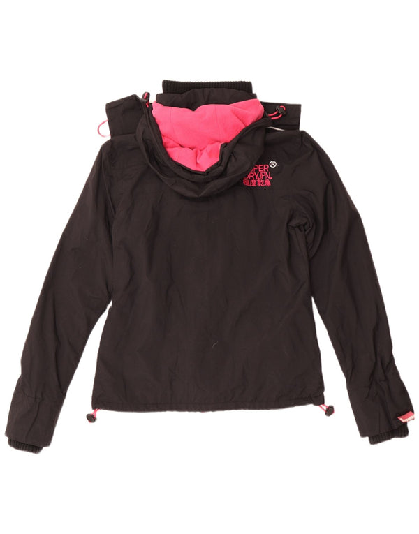 Jachetă Windbreaker pentru femei cu glugă Superdry UK 4 XS Nylon negru