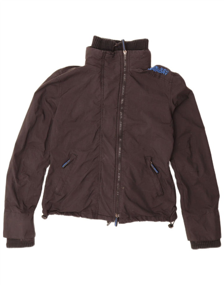 SUPERDRY Jachetă de ploaie cu grafică pentru femei UK 16, mare, negru, nailon