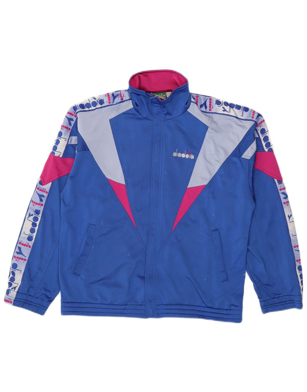 Jachetă de top pentru trening grafic Diadora pentru bărbați UK 40 Medium Blue Colorblock