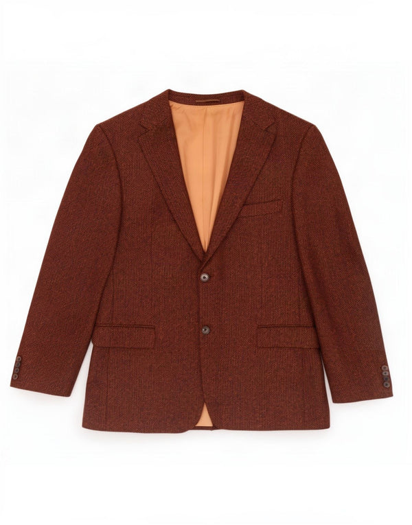 Jachetă pentru bărbați Hugo Boss cu 2 nasturi EU 56 3XL Brown Herringbone