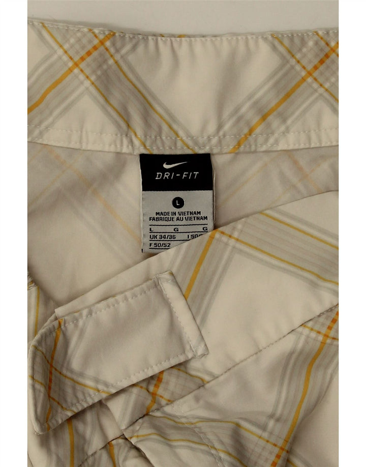 NIKE Mens Dri Fit Chino Trousers Large W36 Grey Check Polyester