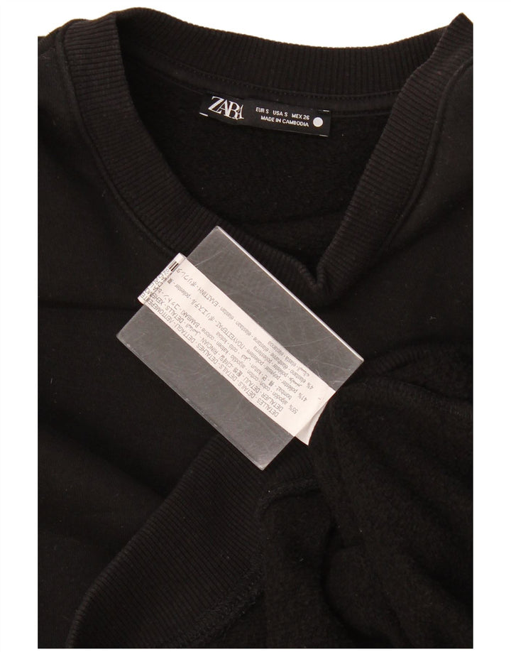 Pulover oversize pentru femeie Zara Crop Pulover UK 10 Bumbac negru mic