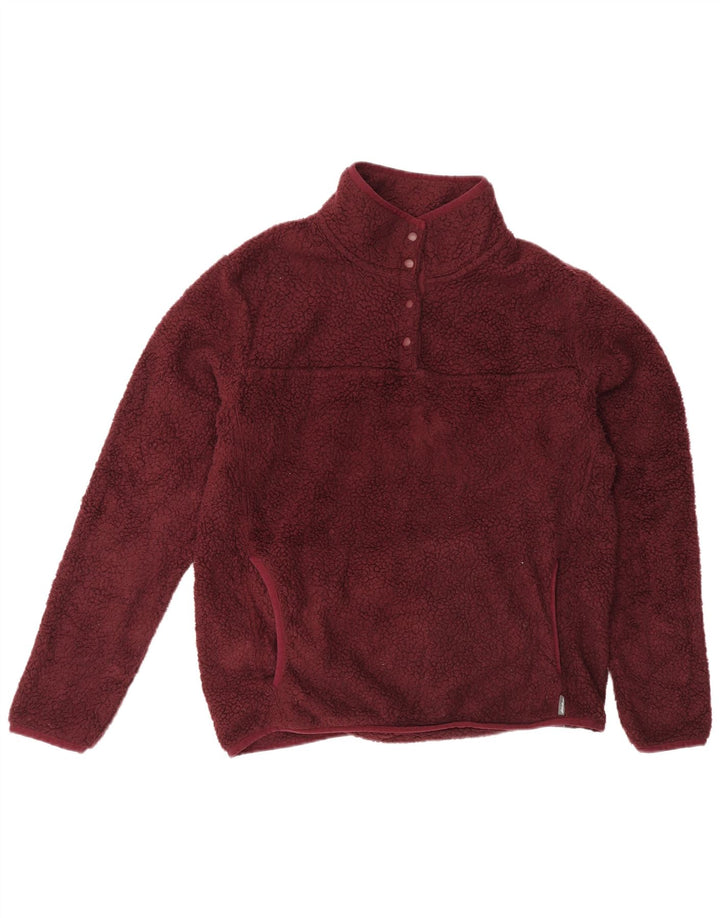 Pulover din lână pentru femei Eddie Bauer, cu gât cu nasturi, UK 14 Burgundy mediu