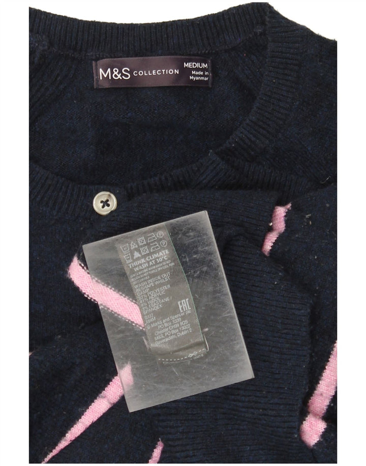 MARKS & SPENCER Pulover pentru femei cu gât cu nasturi, UK 14 Medium Bleumarin