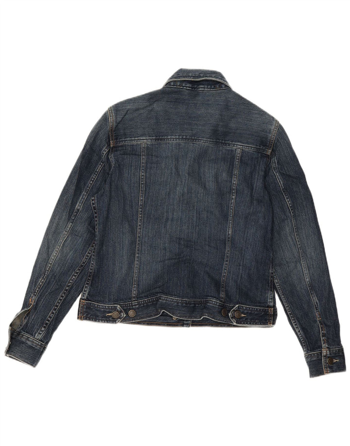 Jachetă de denim crop Eddie Bauer pentru femei UK 14, bumbac albastru mediu