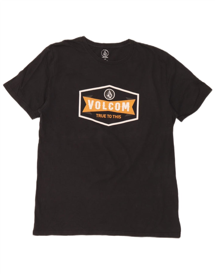 Tricou grafic pentru bărbați Volcom Top mare din bumbac negru