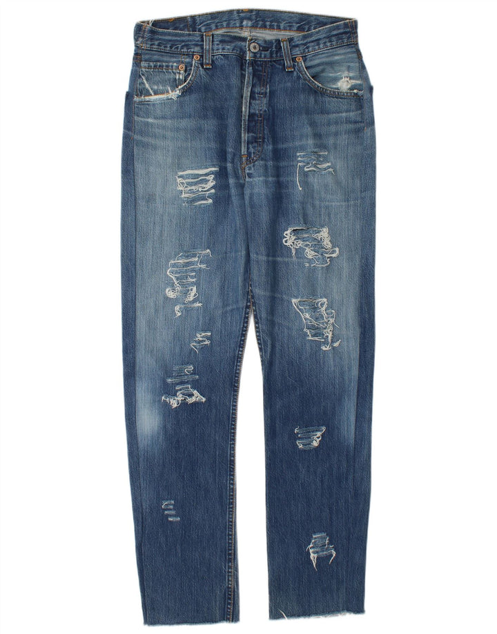 Blugi drepti distressed 501 Levi's pentru femei W34 L30 albastru
