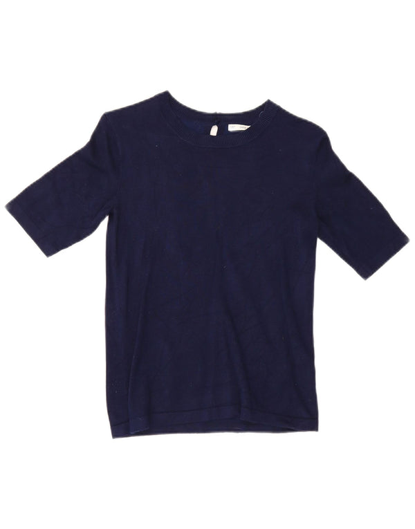 Bluză cu mânecă scurtă pentru femei Zara UK 12 Medium Bleumarin Viscoză