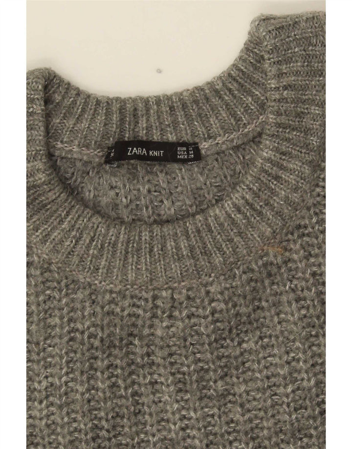 Pulover supradimensionat pentru femei Zara, cu gât crew, UK 14, gri mediu