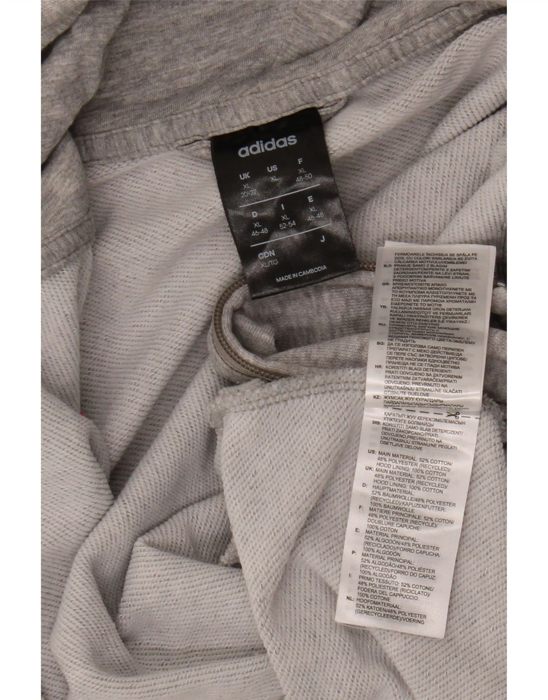 Pulover ADIDAS pentru femei cu fermoar, UK 20/22 XL, bumbac cu pete gri