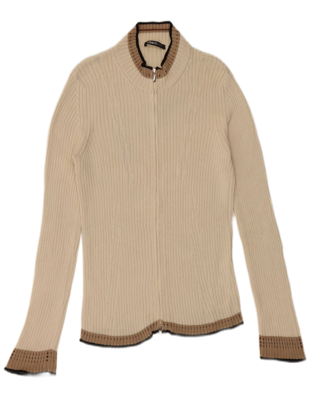 Pulover cardigan pentru femei CERRUTI 1881 UK 12 bumbac alb mediu mediu