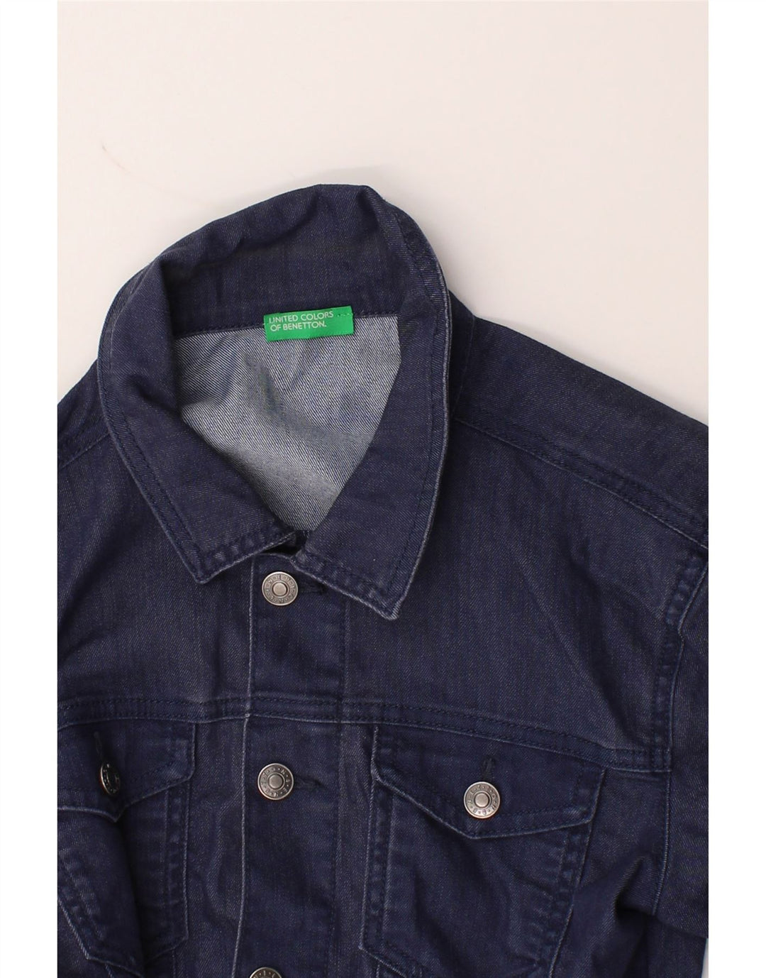 BENETTON Boys Denim Jacket 11-12 Years 2XL Navy Blue Cotton Vintage Benetton and Second-Hand Benetton from Messina Hembry 