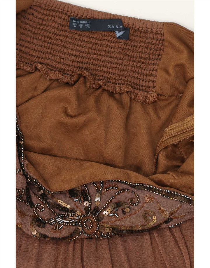 Rochie fără bretele pentru femei Zara UK 12 Maro Mediu