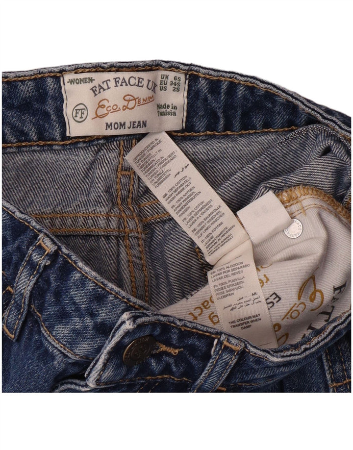 FAT FACE Jeans mom pentru femei, blugi subțiri învechiți UK 6 XS W26 L26 Bumbac albastru