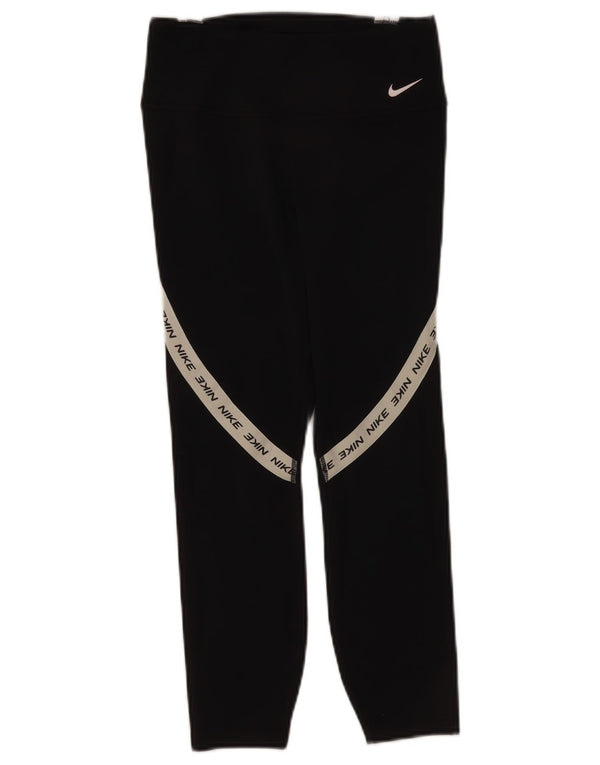Leggings Nike Dri Fit Graphic Capri pentru femei UK 10 Mici, negru, color block