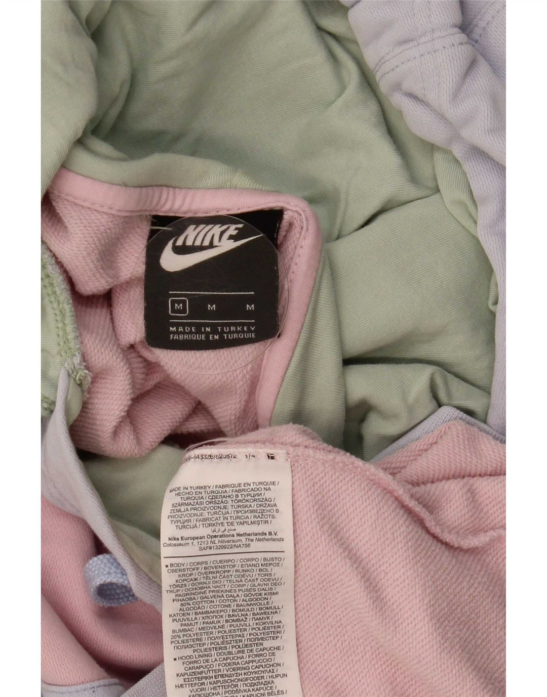 Pulover supradimensionat cu glugă Nike pentru femei UK 14 Medium Multicolor Colorblock